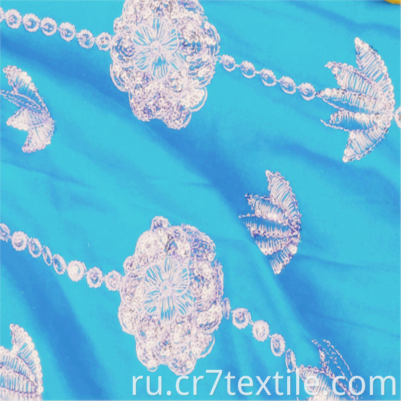 Wholesale Light Blue 3mm Seuqin Embroidery Rayon Fabric